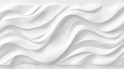 Fotobehang White seamless wave texture pattern. Wavy linen background. Interior wall decoration. interior wall panel pattern. white background of abstract waves. © chanidapa