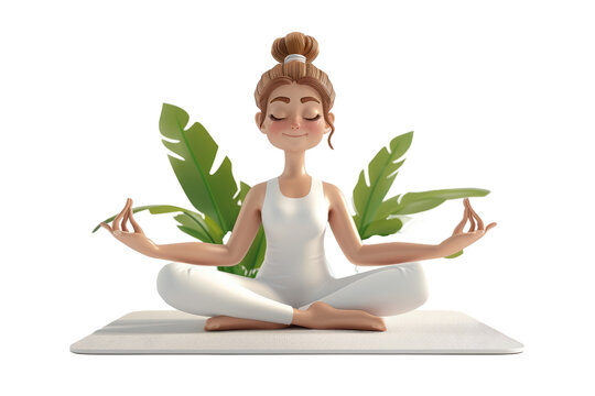 yoga instructor, striking a difficult pose, peaceful expression, white mat