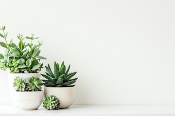 Emphasize the calming effect of plants by featuring them on a clean desk . photo on white isolated background 