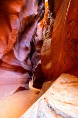 Antelope canyon in Arizona, USA ist a natural wonder, magic place and tourist attraction formed by...