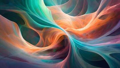 Vibrant abstract artwork with swirling, colorful fluid waves radiating energy and harmony. - obrazy, fototapety, plakaty