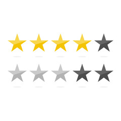Golden and silver star. 5 star rating icon. Isolated badge for website or app on the white background.