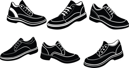 Set of  Shoe Silhouette Vector Illustration