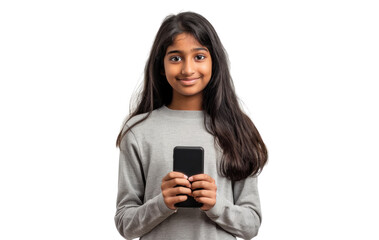 Fototapeta premium Young South Asian Girl Holding Smartphone