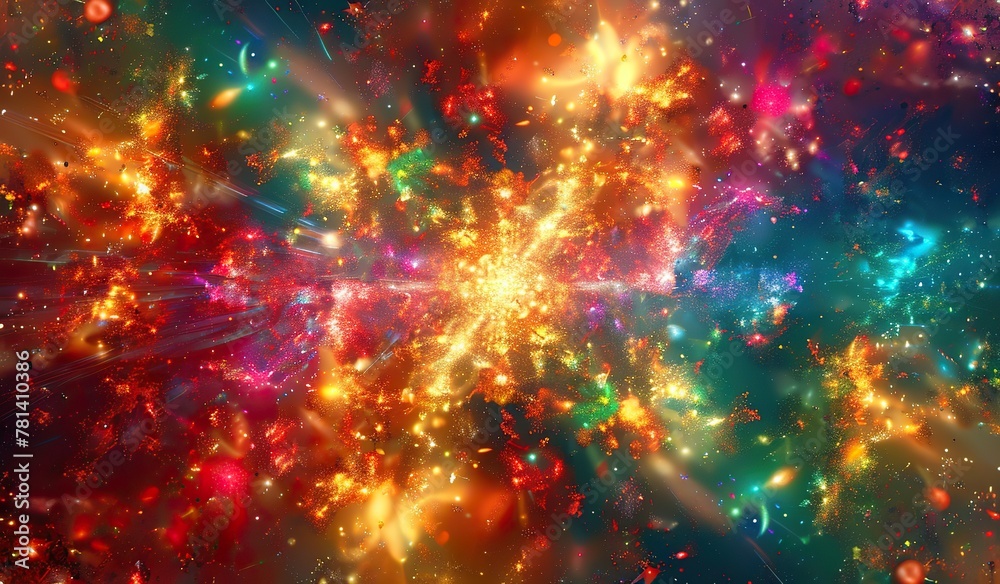 Sticker cosmic explosion of vibrant colors in abstract universe