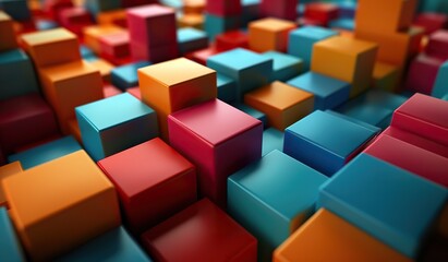 Colorful cubes pattern in vibrant abstract design