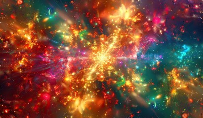 Fototapeta premium Cosmic explosion of vibrant colors in abstract universe