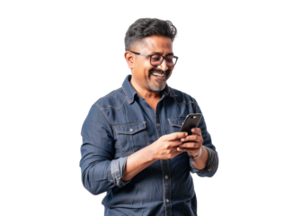 South Asian Man Smiling with Phone