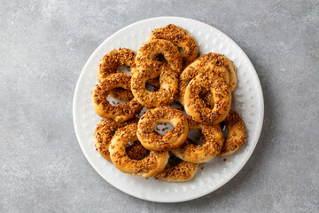 Turkish Bagel with sesame seeds. Turkish name; Kandil simidi