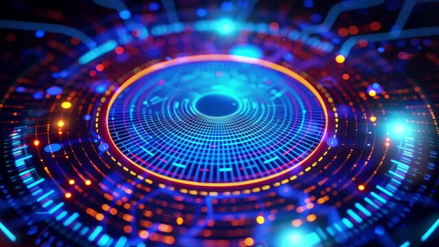 Abstract motion circle modern cyberspace digital tunnel Seamless loop tenchnology video background