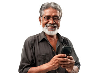 South Asian Man Smiling with Smartphone