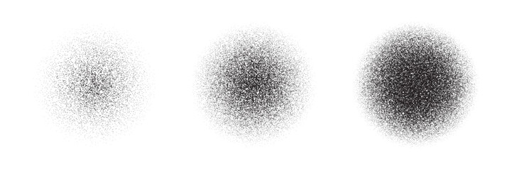 Spray noise gradient. Grainy round brush. Dot dissolve effect. Black stipple pattern. - obrazy, fototapety, plakaty