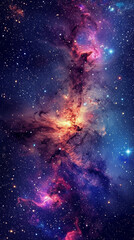 Stellar Nebulae Illuminating the Vastness of Space. Vertical background