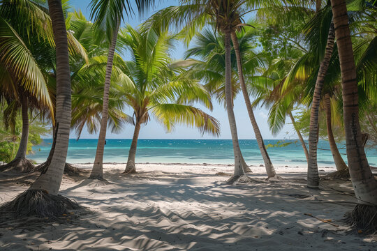 palmeras en verano en una playa de m&eacute;xico