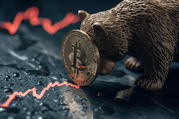 Financial crisis deepens as cryptocurrency market plunges with bitcoin falling below $10,000 for the first time since February - obrazy, fototapety, plakaty