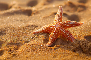 starfish on sand with copy space. Summer concept - 781415185