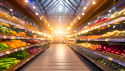 Blurred background of a light modern supermarket interior, sweet romantic moment on digital art concept, Generative AI. - 781415500