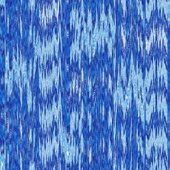 Indigo ikat dye stripe marled seamless pattern. Asian style wavy distort weave print in modern blue white. - 781416190