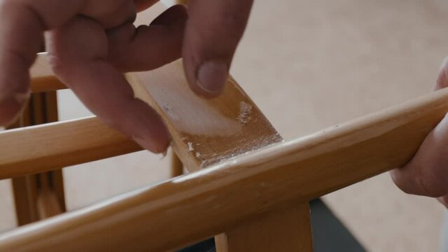 Restoration of a wooden chair. Close-up. Vintage things.