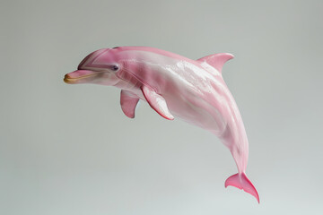 Pink Dolphin Sculpture in Graceful Pose.