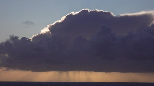 Rain clouds at sunset over the Bay of Biscay, Portugal