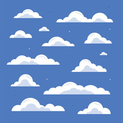 Flat clouds collection - obrazy, fototapety, plakaty