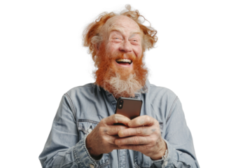 Happy Redhead Senior with Smartphone
