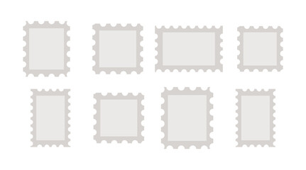 Postage stamp borders set sticker vector