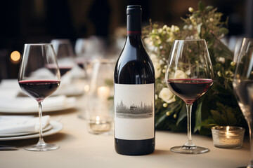 A glass of wine, a design for a postcard. elegant icon, symbol, For menu, bar, restaurant, wine list.