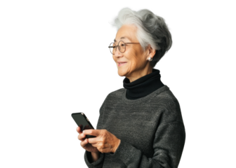 Senior East Asian Woman with Phone