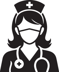 Best Nurse icon vector, Silhouette, illustration.

