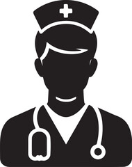 Best Nurse icon vector, Silhouette, illustration.
