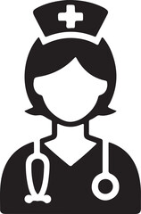 Best Nurse icon vector, Silhouette, illustration.
