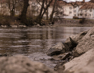 Fototapeta premium Close up of rocks in a canal