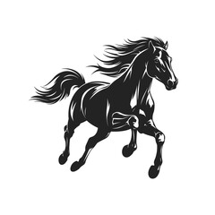 silhouette of black running horse vector illustration isolated on white background