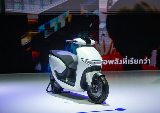 Bangkok, Thailand - 5th April 2024:  Honda HCe, Electric scooter on display at the Motor Show 2024.