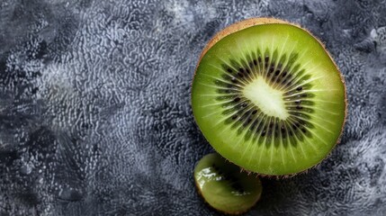 Close-up kiwi fruit on black background - Powered by Adobe