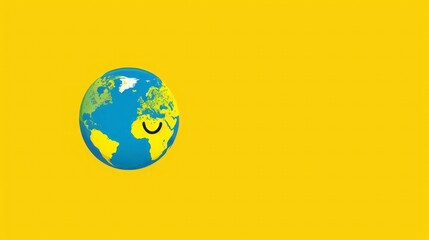 Smiling Earth: World Environment Day Banner Celebrating Mother Earth on Yellow Background