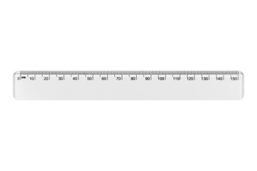 Plastic stationery ruler in millimeters isolated from background