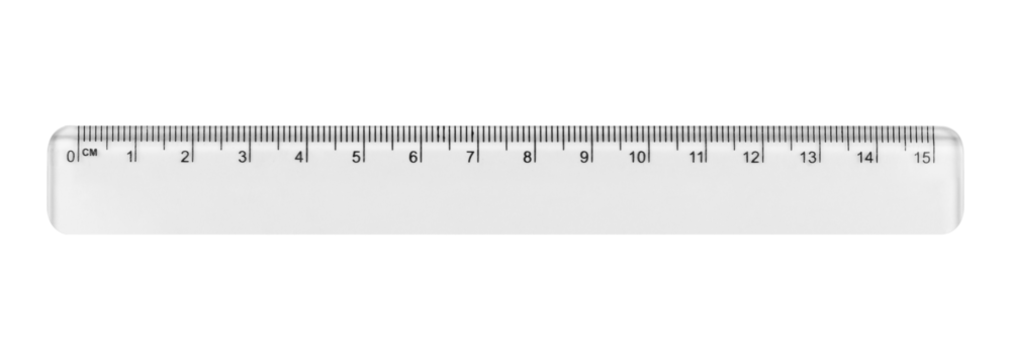 Plastic stationery ruler in the unit of measurement centimeters, isolated from background