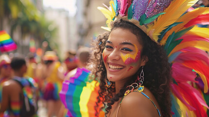Parade Celebrations: Vibrant images capturing the colorful floats, costumes, and festivities during Pride parades in cities around the world, pride month and day, holiday