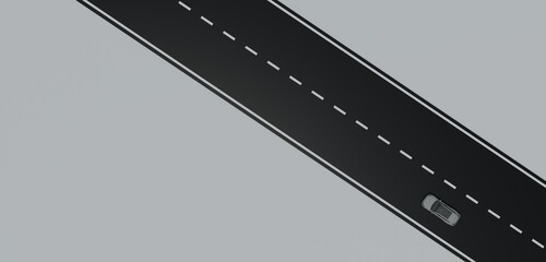 Road car path 3D illustration