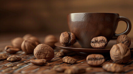 coffee beans and cup