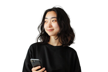 Fototapeta premium Young Asian Woman Holding Phone
