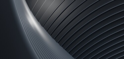 Background geometric lines curves gray black 3D illustration