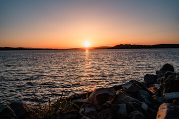 Sunset over a lake