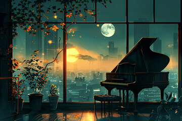 piano in the night