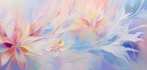 Fototapeta na wymiar lily flowers beautiful dreamlike scenery oil painting style spring flower blossoming artful illustration background, fantasy whimsical atmosphere, Generative Ai