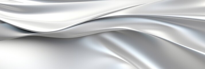 Luxurious White Satin Fabric Texture Flowing. Smooth White Silk Cloth Background with Soft Folds. Generative AI
