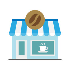 Commerce, coffee shop, store icon. Building cafe. - 781425974